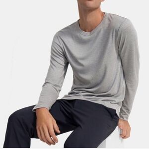 Theory Long-Sleeve Tee in Modal Jersey Gray Midweight-XL